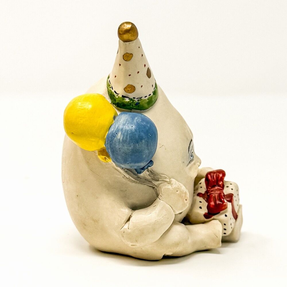 Vintage 1994 Allyson Nagel Birthday Egg Humpty Dumpty Figurine Balloons Gift - Picture 2 of 6